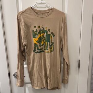 Volcom Beige Long Sleeve with Arthur Luongo Graphic Art Print